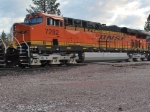 BNSF 7282 rolls east towards Marias Pass, Mt/as a #3 unit on a eastbound manifest.